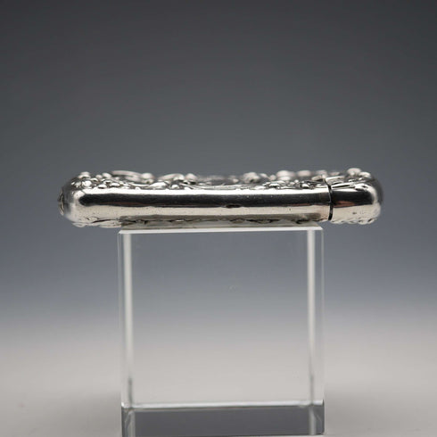 Antique Floral Repoussé Sterling Silver Vest Case 24g