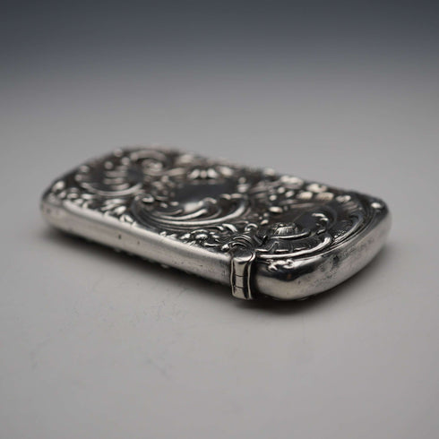Antique Floral Repoussé Sterling Silver Vest Case 24g