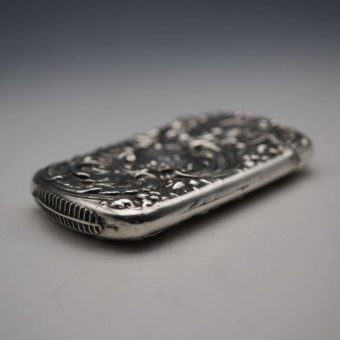 Antique Floral Repoussé Sterling Silver Vest Case 24g
