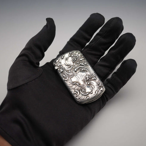 Antique Floral Repoussé Sterling Silver Vest Case 24g