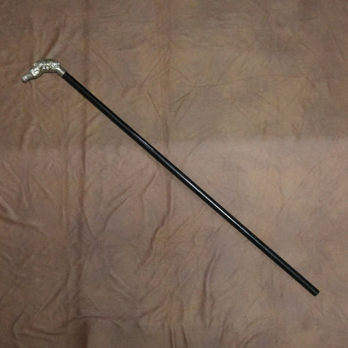 ヴィンテージ ブラックシャフト ホースヘッドハンドル ステッキ 杖 90cm