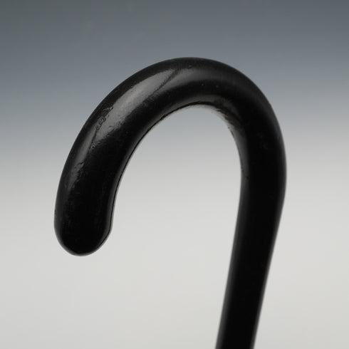 1935년 영국 빈티지 블랙 샤프트 순은 장식 대곡선 핸들 지팡이 88cm