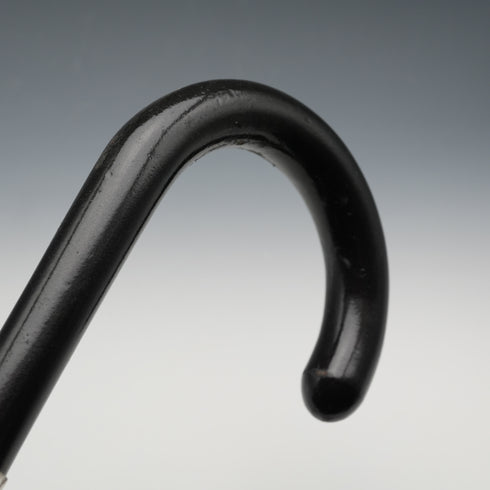 1935년 영국 빈티지 블랙 샤프트 순은 장식 대곡선 핸들 지팡이 88cm