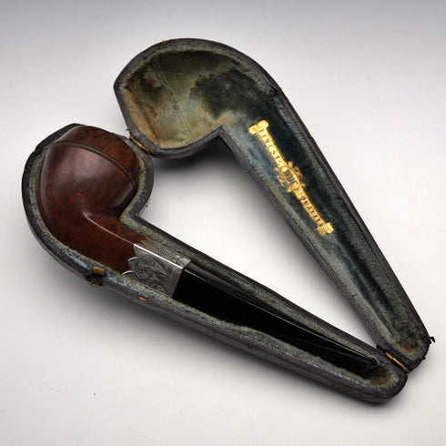 1901 British Antique “ROBERTSON” Smoking Pipe, Sterling Silver Mount, in a W. H. Carrington & Co. Case
