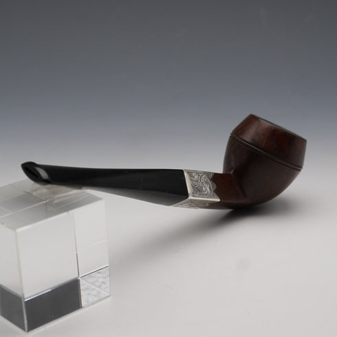 1901 British Antique “ROBERTSON” Smoking Pipe, Sterling Silver Mount, in a W. H. Carrington & Co. Case