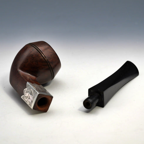 1901 British Antique “ROBERTSON” Smoking Pipe, Sterling Silver Mount, in a W. H. Carrington & Co. Case