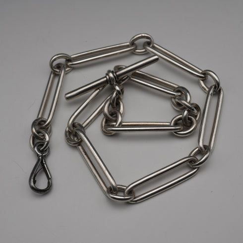 1894, Gran Bretaña, Antiguo, Enlace de trombón de plata pura, Cadena Albert, 42 g