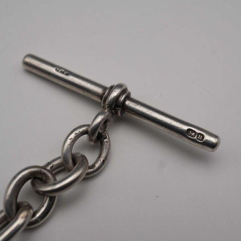 1894, Gran Bretaña, Antiguo, Enlace de trombón de plata pura, Cadena Albert, 42 g