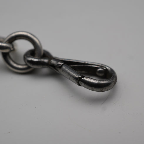 1894年 英国アンティーク 純銀製 トロンボーンリンク アルバートチェーン 42g