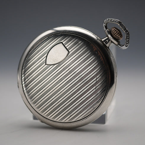 Antique TISSOT Art Deco Decorated 900 Silver Slim Hunter Case Pocket Watch, Running Well