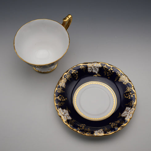 British Vintage Royal Crown Derby “Vine Cobalt” Cup & Saucer ①