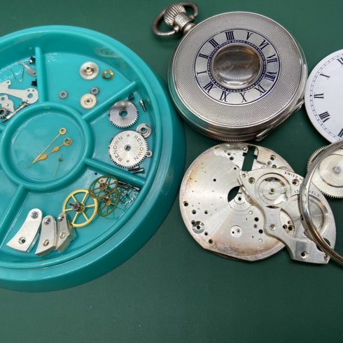 1943 British Bravingtons Renown pocket watch pure silver half hunter refurbished working well