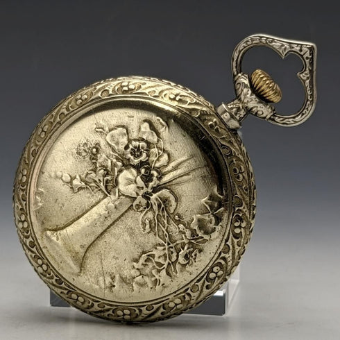 アンティーク 動作良好 シーマ 金張り花彫刻ケース 懐中時計