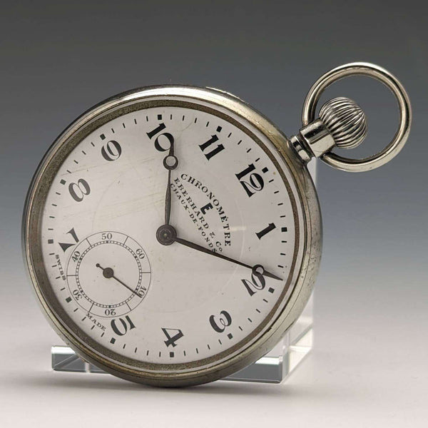 1930 年左右瑞士 Eberard Chronometer 懷錶 鎳質開放面 做工良好