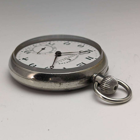 1930 年左右瑞士 Eberard Chronometer 懷錶 鎳質開放面 做工良好
