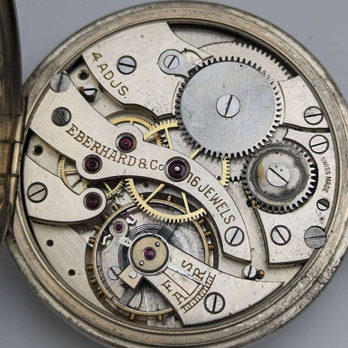 1930 年左右瑞士 Eberard Chronometer 懷錶 鎳質開放面 做工良好