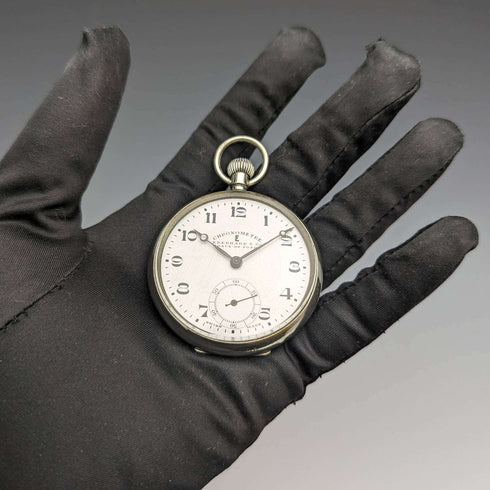 1930 年左右瑞士 Eberard Chronometer 懷錶 鎳質開放面 做工良好