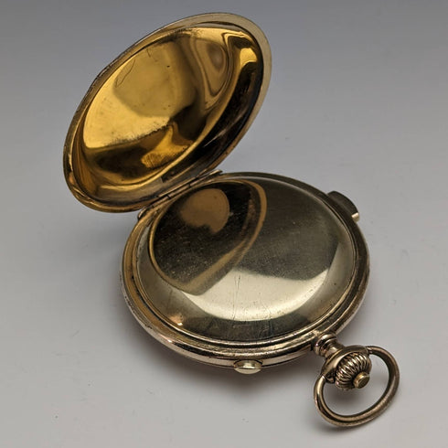 1918年頃 アンティーク Le Phare ミニッツリピーター&クロノグラフ 懐中時計 金張りハンターケース 整備済