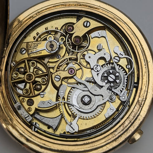 1918年頃 アンティーク Le Phare ミニッツリピーター&クロノグラフ 懐中時計 金張りハンターケース 整備済