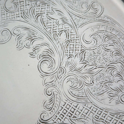 British Vintage Silver Plated Tray Salva Diameter 28cm EHP