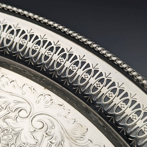 英國復古銀盤耳環裝飾托盤直徑 32 厘米 Barker Ellis