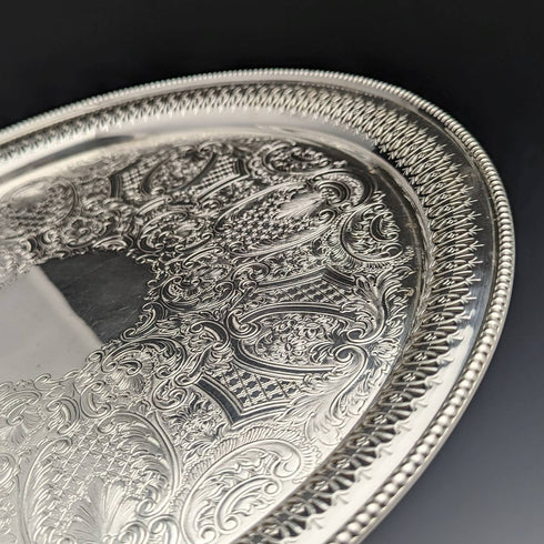 英國復古銀盤耳環裝飾托盤直徑 32 厘米 Barker Ellis