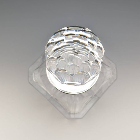 1979年 英国ヴィンテージ カットガラス 角型デキャンタ 純銀装飾 JA Campbell