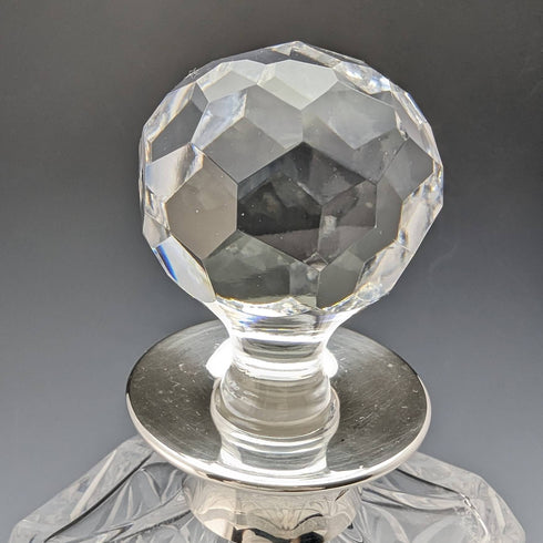 1979年 英国ヴィンテージ カットガラス 角型デキャンタ 純銀装飾 JA Campbell