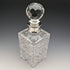 1982 British vintage cut glass square decanter with pure silver decoration CJ Vander