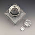 1982 British vintage cut glass square decanter with pure silver decoration CJ Vander