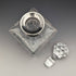 1982 British vintage cut glass square decanter with pure silver decoration CJ Vander