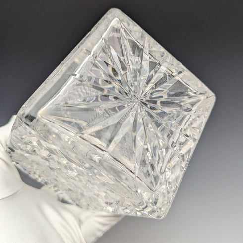 1982 British vintage cut glass square decanter with pure silver decoration CJ Vander