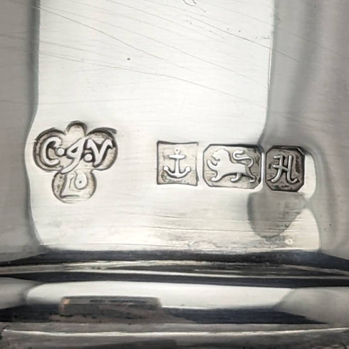 1982 British vintage cut glass square decanter with pure silver decoration CJ Vander