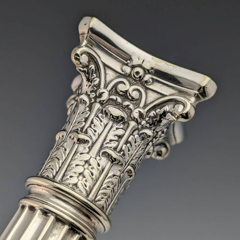 英国アンティーク シルバープレート製 大型燭台ペア キャンドルスタンド