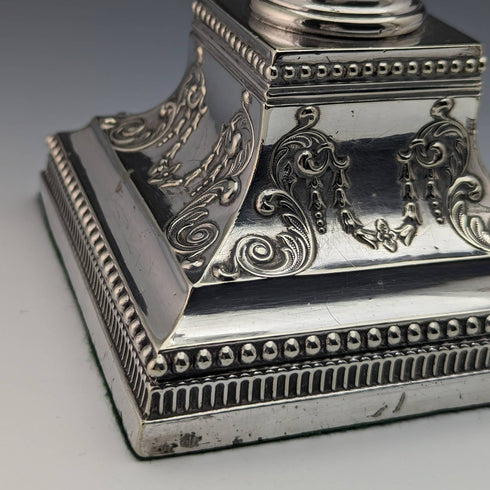 英国アンティーク シルバープレート製 大型燭台ペア キャンドルスタンド