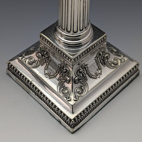 英国アンティーク シルバープレート製 大型燭台ペア キャンドルスタンド