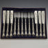1877 British antique sterling silver cutlery 12 pairs total 1475g Francis Higgins wooden box