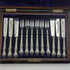 1877 British antique sterling silver cutlery 12 pairs total 1475g Francis Higgins wooden box