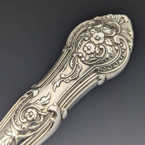 1877 British antique sterling silver cutlery 12 pairs total 1475g Francis Higgins wooden box