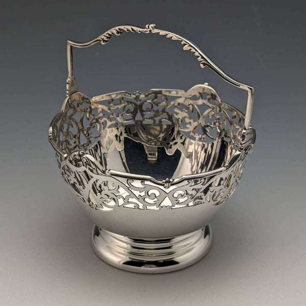 1929 British Vintage Sterling Silver Sugar Basket 100g Walker and Hall