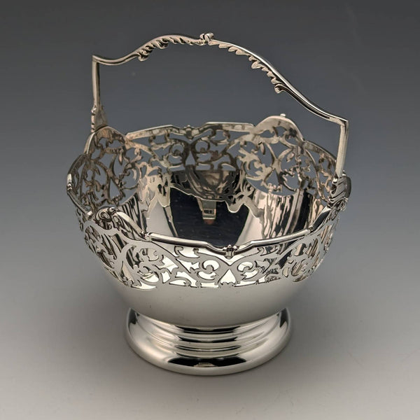 1929 British Vintage Sterling Silver Sugar Basket 100g Walker and Hall