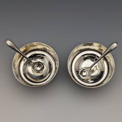 1870 年英國古董純銀鹽盤和勺子一對 80 克 Martin 和 Hall