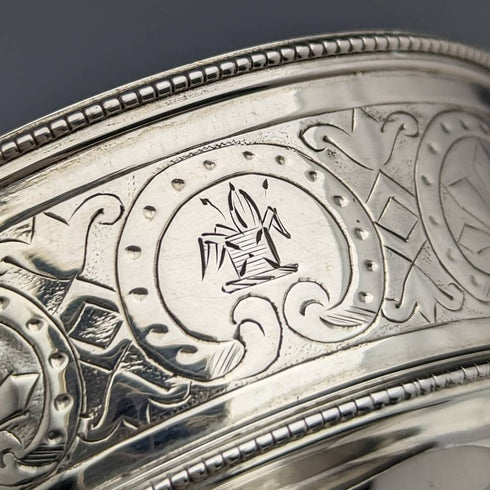 1870 年英國古董純銀鹽盤和勺子一對 80 克 Martin 和 Hall