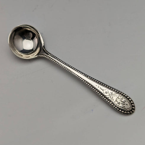 1870 年英國古董純銀鹽盤和勺子一對 80 克 Martin 和 Hall