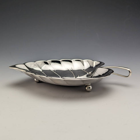 英國復古銀盤葉形碟一對