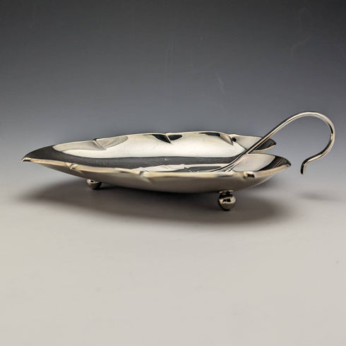 英國復古銀盤葉形碟一對