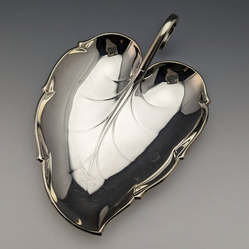 英國復古銀盤葉形碟一對