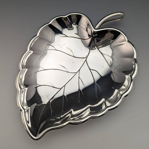 英國復古銀盤葉形碟一對