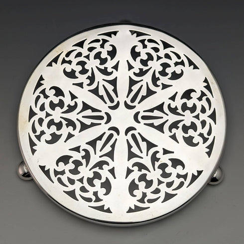 1920年頃 英国アンティーク シルバープレート製 ティーポットコースター