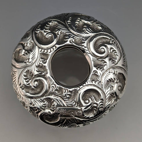 1910年 英国アンティーク 純銀蓋 カットガラスジャー J H Worrall and Son